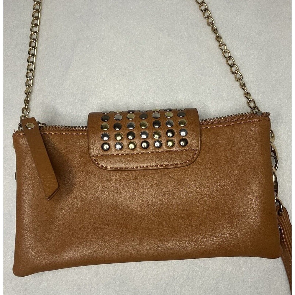 Small Olivia Miller Handbag Tan With Gold Chain Shoulder Strap